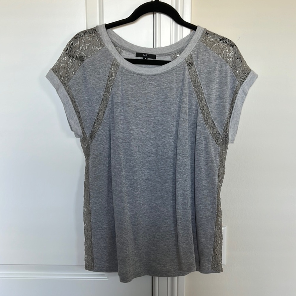 Gray With Lace Tart Top